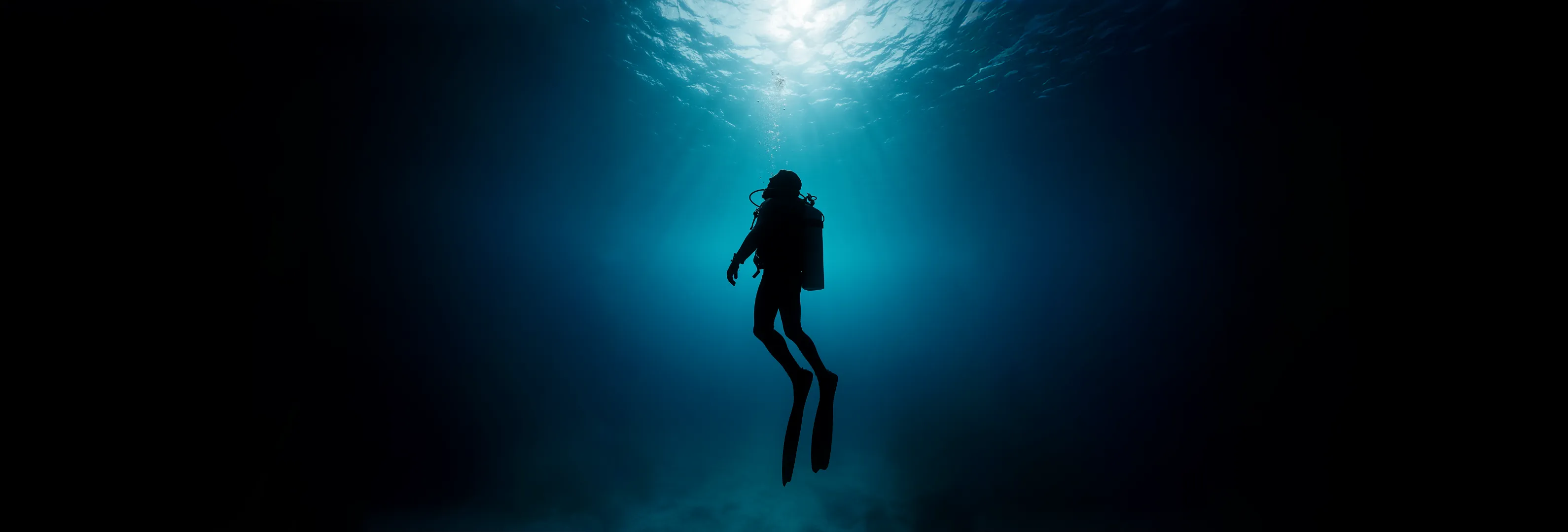 Diver exploring an underwater landscape